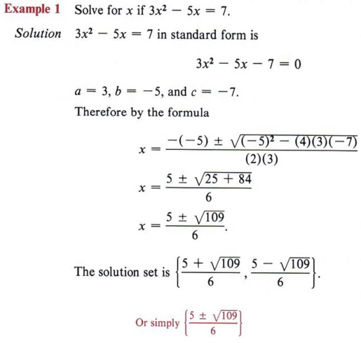 standard form of a quadratic