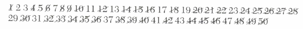 Natural numbers from 1 to 50