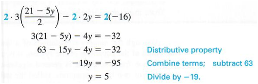 using distributive property, combining terms and dividing